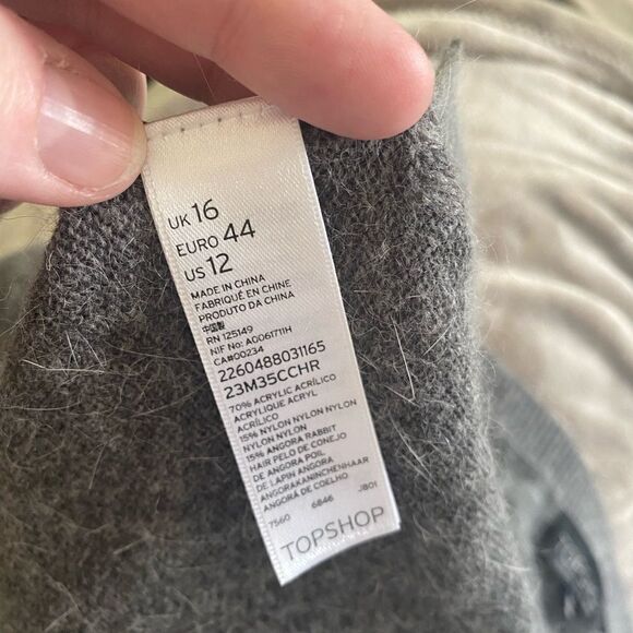 Top Shop grey embellished beaded angora blend sweater size 12 - Picture 5 of 6